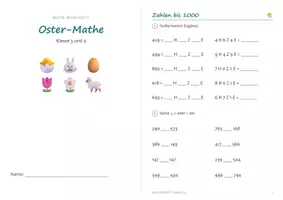 Vorschau - Arbeitsblätter - Ostern Miniheft Mathe Klasse 3/4 – schriftlich rechnen, Geld, Zeit, Gewicht | 20 Seiten A5 - Seite 3