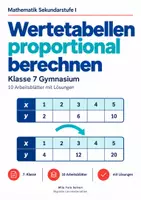 Vorschau - Arbeitsblätter - Wertetabellen proportional berechnen - Deckblatt