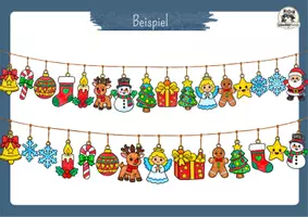 Vorschau - Mal- und Bastelvorlagen - Kunst Winter Grundschule, Girlande basteln, 15 Motive | Bastelvorlage für Grundschule & Kita | Fensterdeko & Klassenzimmer - Seite 2