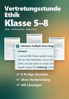 Vorschau - Stundenentwürfe - Vertretungsstunde Ethik Klasse 5–8 – sofort einsetzbar, mit Lösungen - Deckblatt