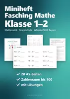 Vorschau - Arbeitsblätter - Fasching Miniheft Mathe Klasse 1/2 – Zahlenraum 20 und 100, Plus, Minus, Einmaleins | 20 Seiten A5 mit Lösungen - Seite 1