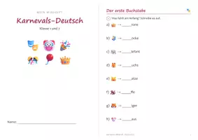 Vorschau - Arbeitsblätter - Karneval Miniheft Deutsch Klasse 1/2 – Lesen, Silben, Nomen, Satzzeichen | Fasching Übungsheft 20 Seiten A5 mit Lösungen - Seite 3