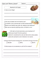 Vorschau - Arbeitsblätter - Quiz zur Kunst-Reportage (mit Lösung) - Deckblatt