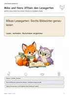 Vorschau - Arbeitsblätter - Mikas Lesegarten: Sechs Bildwörter genau lesen - Deckblatt