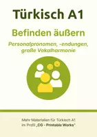 Vorschau - Arbeitsblätter - Türkisch A1 - Befinden äußern: Personalpronomen, Personalendungen und große Vokalharmonie - Deckblatt