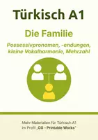Vorschau - Arbeitsblätter - Türkisch A1 - Die Familie: Possessivpronomen, Possessivendungen, kleine Vokalharmonie und Pluralbildung - Deckblatt