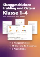 Vorschau - Arbeitsblätter - Klanggeschichten Frühling und Ostern Musik Klasse 1–4 – 3 Geschichten mit Instrumentenkarten - Deckblatt