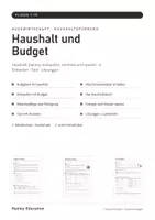 Vorschau - Arbeitsblätter - Haushalt und Budget Klasse 7–10 – Haushaltsbuch, Einkaufen mit Grundpreis, Speiseplan | Hauswirtschaft Arbeitsblätter mit Lösungen - Seite 1