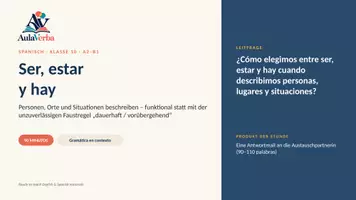 Vorschau - Stundenentwürfe - Ser, estar y hay | Spanisch Sek I | Personen, Zustände & Orte unterscheiden | 90 Min - Seite 1