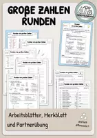 Vorschau - Arbeitsblätter - Runden von großen Zahlen - Arbeitsblätter (differenziert), Merkblatt & Partnerübung - Deckblatt