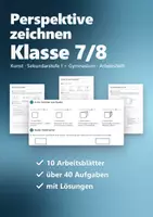 Vorschau - Stundenentwürfe - Perspektive zeichnen Fluchtpunkt Kunst Klasse 7/8 – Horizont, Ein- und Zwei-Fluchtpunkt | Arbeitsheft mit Lösungen - Deckblatt