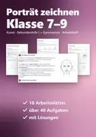 Vorschau - Stundenentwürfe - Porträt zeichnen Kunst Klasse 7–9 – Gesicht, Proportionen, Mimik, Selbstporträt | Arbeitsheft mit Lösungen - Deckblatt