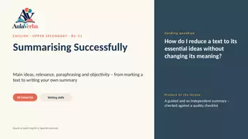 Vorschau - Stundenentwürfe - Summarising Successfully | Englisch Oberstufe | Kernaussagen erfassen & präzise zusammenfassen | 90 Min - Seite 1
