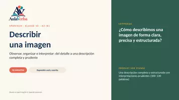 Vorschau - Stundenentwürfe - Describir una imagen | Spanisch Klasse 10 | Bildbeschreibung & vorsichtige Deutung | 90 Min - Seite 1