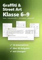 Vorschau - Stundenentwürfe - Graffiti im Kunstunterricht Klasse 6–9 – Street Art, Typografie, eigener Schriftzug | Arbeitsheft mit Lösungen - Deckblatt