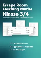 Vorschau - Arbeitsblätter - Escape Room Fasching Mathe Klasse 3/4 – Das Zahlenschloss am Prinzenwagen: 6 Rätselstationen, Tippkarten, Urkunde - Deckblatt