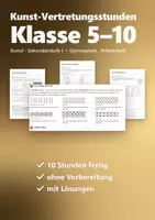 Vorschau - Stundenentwürfe - Vertretungsstunden Kunst Klasse 5–10 – 10 Stunden ohne Vorbereitung | Arbeitsblätter mit Lösungen - Deckblatt