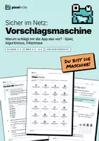 Vorschau - Stundenentwürfe - Vorschlagsmaschine: Warum schlägt mir die App das vor? | Algorithmus und Filterblase als Spiel | Klasse 3–4 | Sachunterricht | MKR 5.2, 6.4 - Deckblatt