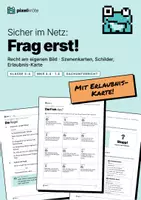 Vorschau - Stundenentwürfe - Frag erst! Recht am eigenen Bild: Darf ich das Foto machen und teilen? | Szenenkarten, Schilder, Erlaubnis-Karte | Klasse 3–4 | Sachunterricht | MKR 4.4, 1.4 - Deckblatt