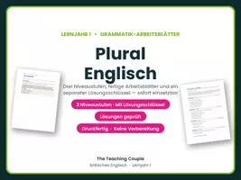 Vorschau - Arbeitsblätter - Plural Englisch – Übungen mit Lösungen - Deckblatt