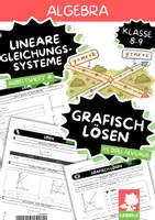 Vorschau - Arbeitsblätter - Lineare Gleichungssysteme grafisch lösen Aufgaben mit Lösungen Klasse 8 9 | Schnittpunkt ablesen, Geraden zeichnen | Einstieg ins LGS - Deckblatt