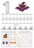Vorschau - Arbeitsblätter - Halloween Zahlen 1–10 | Zahlen schreiben & lernen | Mengen zählen | Mathe Halloween Arbeitsblätter Vorschule & 1. Klasse - Seite 1