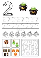 Vorschau - Arbeitsblätter - Halloween Zahlen 1–10 | Zahlen schreiben & lernen | Mengen zählen | Mathe Halloween Arbeitsblätter Vorschule & 1. Klasse - Seite 2