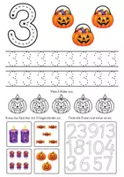 Vorschau - Arbeitsblätter - Halloween Zahlen 1–10 | Zahlen schreiben & lernen | Mengen zählen | Mathe Halloween Arbeitsblätter Vorschule & 1. Klasse - Seite 3