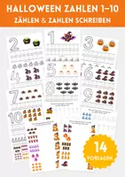 Vorschau - Arbeitsblätter - Halloween Zahlen 1–10 | Zahlen schreiben & lernen | Mengen zählen | Mathe Halloween Arbeitsblätter Vorschule & 1. Klasse - Deckblatt