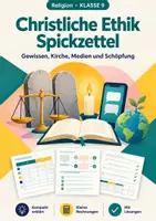 Vorschau - Arbeitsblätter - Christliche Ethik Religion Spickzettel, Klasse 9 - Deckblatt