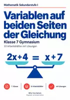 Vorschau - Arbeitsblätter - Variablen auf beiden Seiten der Gleichung - Deckblatt