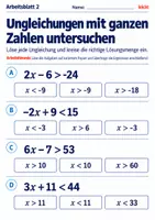 Vorschau - Arbeitsblätter - Ungleichungen mit ganzen Zahlen untersuchen - Seite 2