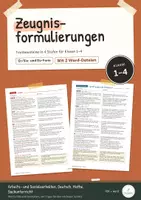 Vorschau - Anderer Materialtyp - Zeugnisformulierungen Grundschule Kl. 1-4 | Textbausteine, Zeugnis, Arbeitsverhalten, Sozialverhalten, Halbjahr, Lehrkräfte, Klassen 1-4 - Deckblatt