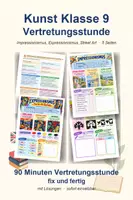 Vorschau - Arbeitsblätter - Vertretungsstunden-Material Kunst Klasse 8–9 Perspektive, Pop Art, Impressionismus und Expressionismus - Deckblatt