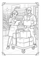 Vorschau - Mal- und Bastelvorlagen - Malbuch Im Supermarkt – Berufe kennenlernen Sachunterricht - Seite 1