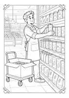 Vorschau - Mal- und Bastelvorlagen - Malbuch Im Supermarkt – Berufe kennenlernen Sachunterricht - Seite 2