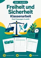 Vorschau - Arbeitsblätter - Freiheit und Sicherheit, Ethik Klasse 9 - Deckblatt