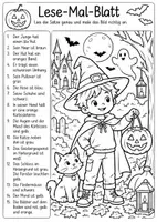 Vorschau - Arbeitsblätter - Lese-Mal-Blätter Helloween Klasse 2 3 - Seite 1