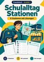 Vorschau - Arbeitsblätter - Schulalltag Französisch Klasse 7 Stationen - Deckblatt
