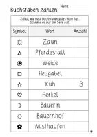 Vorschau - Arbeitsblätter - Buchstaben zählen - Unterscheidung Buchstaben und Wörter - Seite 1