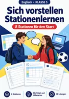 Vorschau - Arbeitsblätter - Sich vorstellen Englisch, Klasse 5, Stationen - Deckblatt