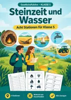 Vorschau - Arbeitsblätter - Steinzeitliche Gesellschaftslehre Stationen, Klasse 5 - Deckblatt