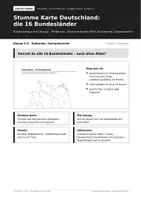 Vorschau - Arbeitsblätter - Stumme Karte Deutschland Bundesländer – kostenlos mit Lösung - Deckblatt
