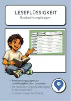 Vorschau - Lehrpläne/Lehrermaterial - Leseflüssigkeit Beobachtungsbogen Lautlesen Grundschule: A4, A5, A6 - Deckblatt