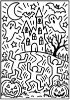 Vorschau - Mal- und Bastelvorlagen - Halloween Ausmalbilder Klasse 1 Klasse 2 Klasse 3 Klasse 4 | Keith Haring | Vertretungsstunde Kunst - Seite 1