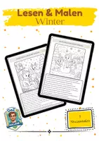Vorschau - Arbeitsblätter - Lesen und Malen: Winter | DaZ | Deutsch | Anfangsunterricht (3 Niveaustufen) - Deckblatt