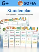 Vorschau - Mal- und Bastelvorlagen - Stundenplan Grundschule kostenlos – Einschulung & Schulanfang | zum Ausmalen mit versteckten Alonies - Deckblatt