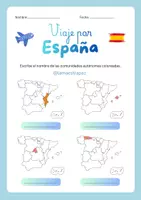 Vista previa - Hojas de trabajo - Viaje por España 🇪🇸 Hoja de trabajo - Comunidades Autonómicas - Portada