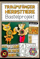 Vorschau - Mal- und Bastelvorlagen - Herbst Basteln – Traumfänger, Bastelprojekt, Herbsttiere, Kunst, Bastelvorlagen, Herbstdeko, Kreatives Gestalten | Kunstunterricht, Klasse 3, 4, 5, Grundschule, Sekundarstufe - Deckblatt
