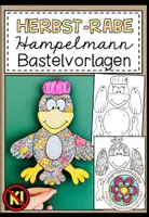 Vorschau - Mal- und Bastelvorlagen - Herbst Basteln – Bastelvorlage, Bastelprojekt, Herbstdeko, Herbsttiere, Rabe, Hampelmann, Klassendeko, Kunstunterricht, kreative Gestaltung | Mal- und Bastelvorlagen, Klasse 3, 4, 5, Grundschule, Sekundarstufe - Deckblatt